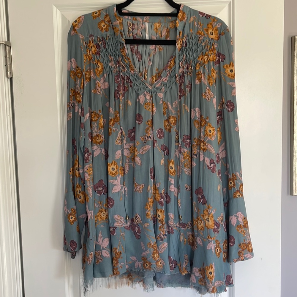 Free People Flowy Printed Shirt